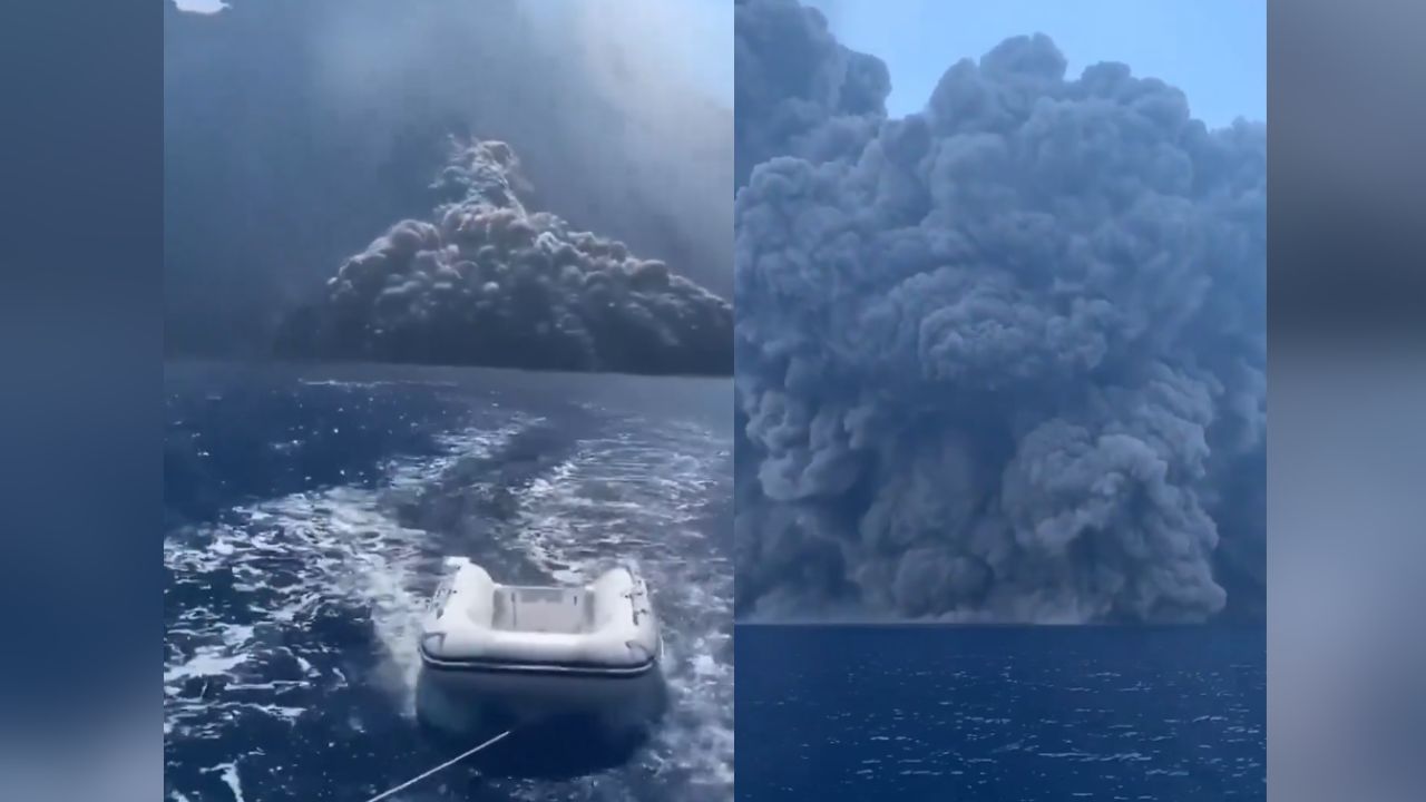 बोट से गए थे घूमने, अचानक फटा 200,000 साल पुराना ज्वालामुखी, कैमरे में कैद हुआ भयानक VIDEO